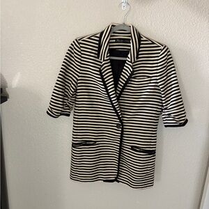 Elizabeth and James Striped Blazer in Black and Cream Women’s Size 4